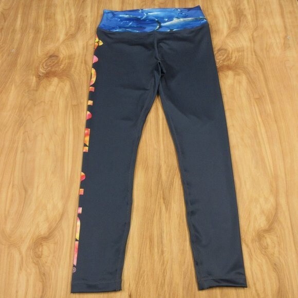 AQUAFLAUGE Performance Apparel Fishy Yoga Pants Womens Size S Mid Rise Waistband - Picture 3 of 10